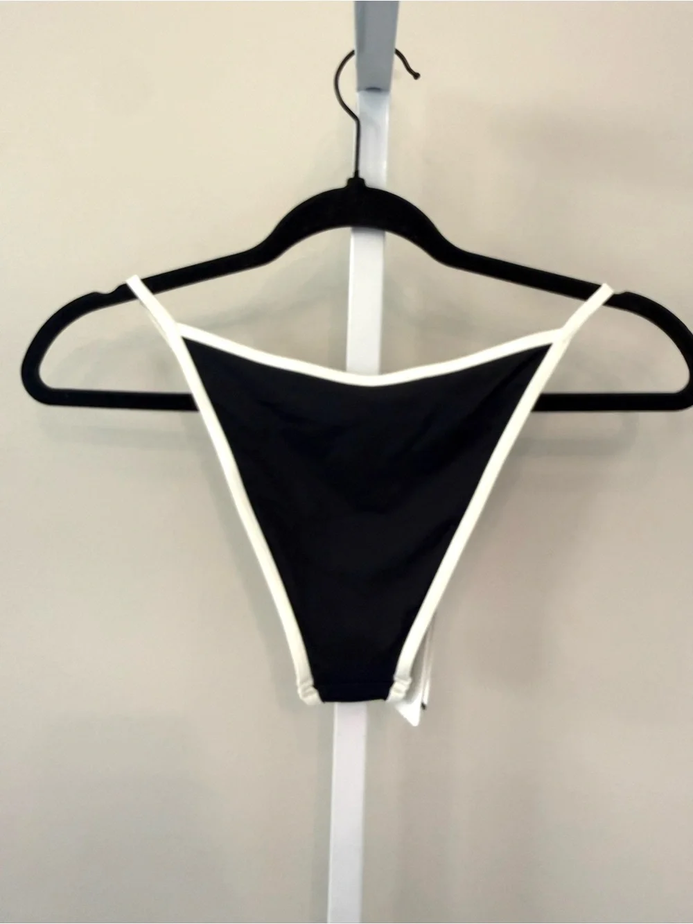 L*Space Tommy Bitsy Bikini Bottom Black White Trim Cheeky High Cut Swim NWT